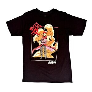 Naruto Shippuden Gaara T-Shirt Black Graphic Tee Sand Cloud Kanji Anime Size L